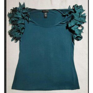SpenceTeal Ruffle Sleeve Top